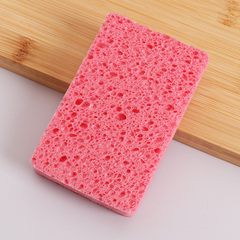 Pulpa de madera natural, lavado de platos de algodón, esponja, limpieza de cocina, bloque de esponja absorbente de agua, cepillo antiadherente, tazón, esponja de pulpa de madera de color