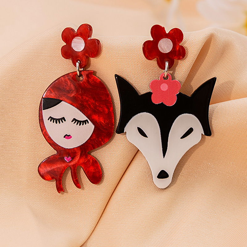 1 Pair Ig Style Cartoon Style Wolf Plating Arylic Drop Earrings display picture 3