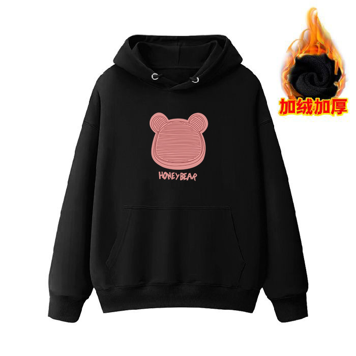 跨境外贸美式oversize时尚卡通连帽卫衣女秋冬加绒加厚慵懒风外套|undefined
