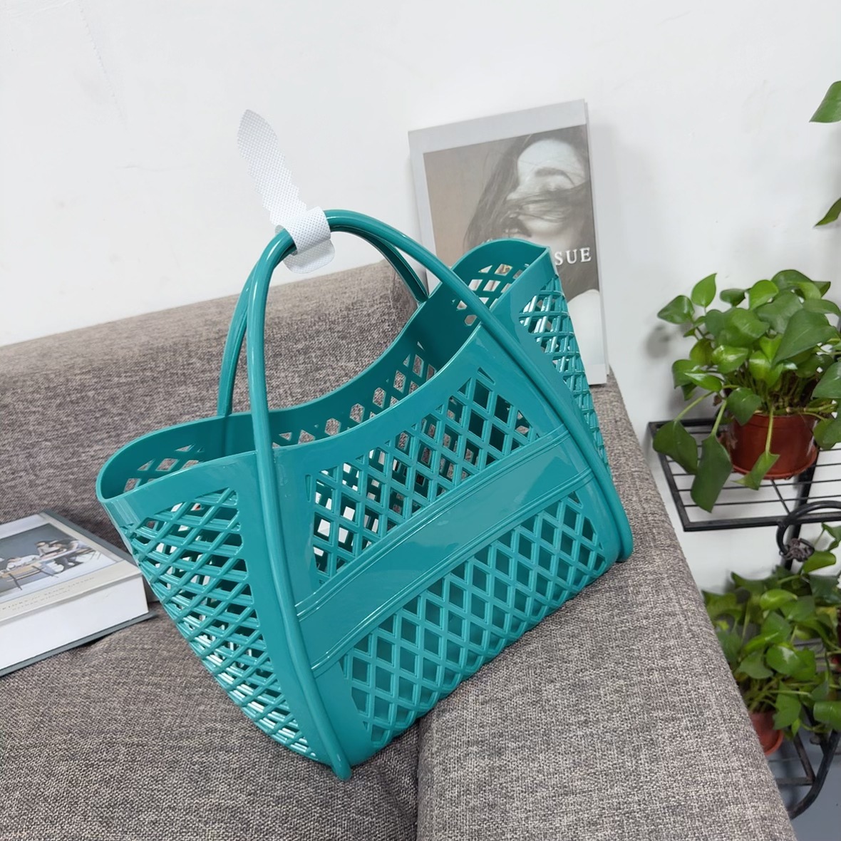 Jelly bag, handbag, silicone hollowed-out vegetable basket bag, picnic bag, shopping basket, PVC beach bag, washbasin basket, bath undefined