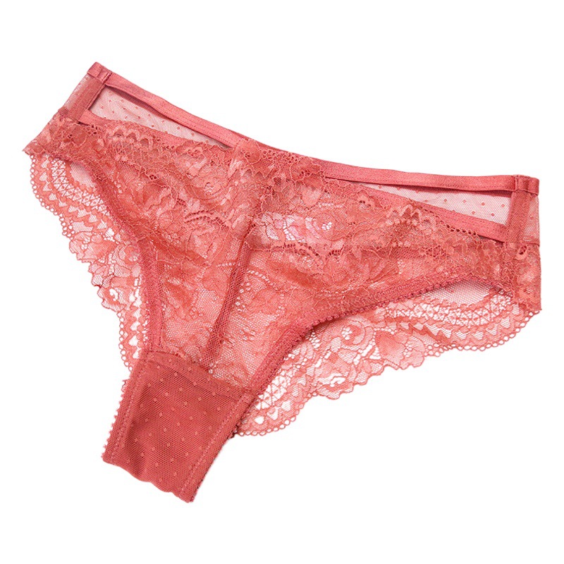 Sexy ropa interior de encaje de las mujeres tentación de encaje transparente rojo más tamaño calzoncillos cadera elevación transparente delgada cintura baja escritos