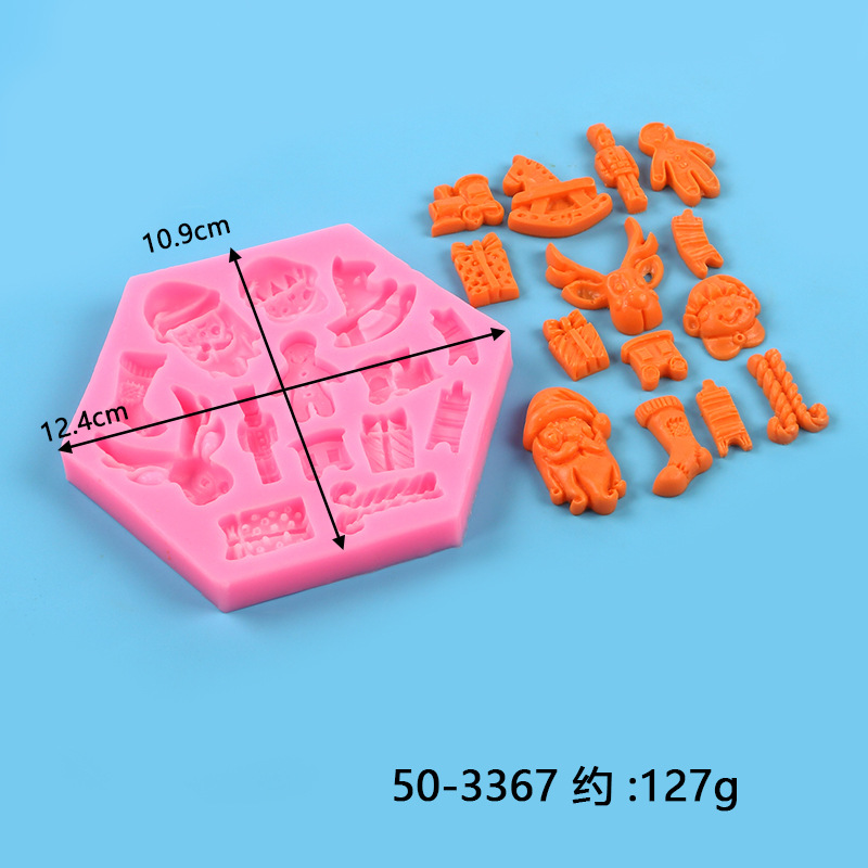 DIY Navidad serie molde Navidad árbol alces regalo chocolate muleta fondant caramelo vestido molde de silicona