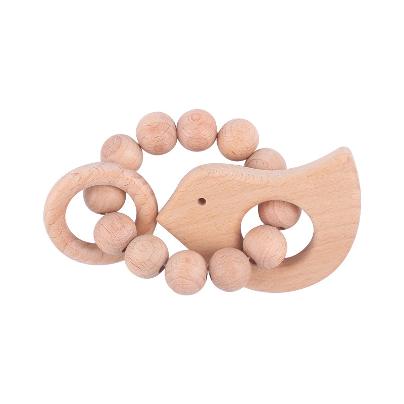 Nuevo bebé suministros de dibujos animados animal pájaro elefante teether juguete calmante bebé haya pulsera molar