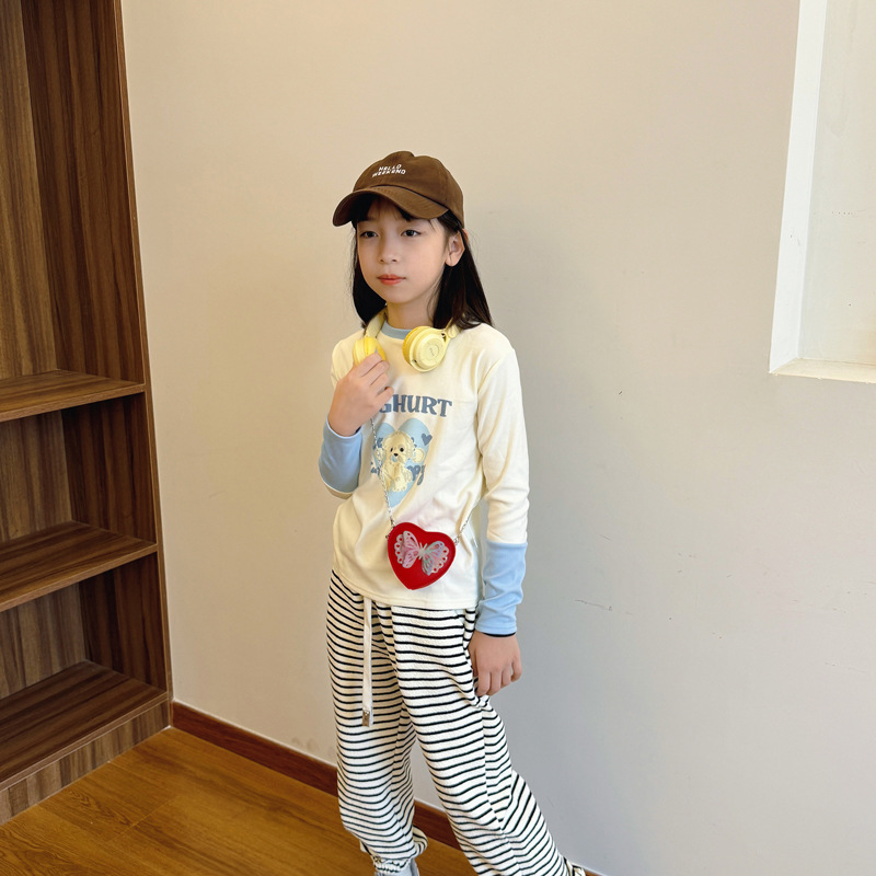 Bonita mariposa niña bolso de hombro dulce amor princesa bolso de cadena 2025, nuevo estilo coreano bolso infantil de color sólido