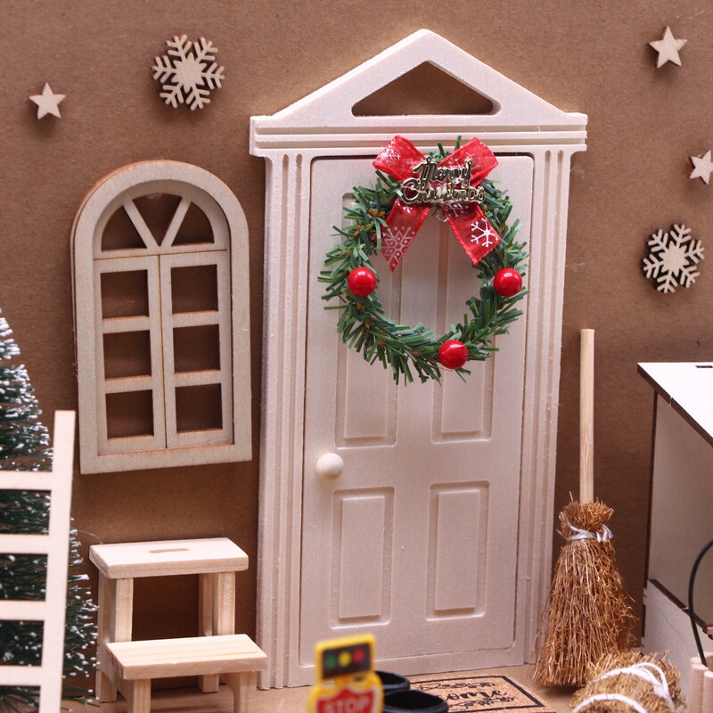 ドールハウス ドールハウス ミニ無地ベース屋根ドアセット BJD ミニチュア クリスマス ゴブリン シーン 小道具 アクセサリー|undefined
