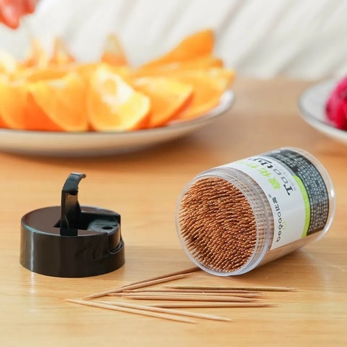 Environmentally friendly bamboo toothpick bottle creative pagoda transparent tube double-ended bamboo toothpick home hotel toothpick box toothpick tube