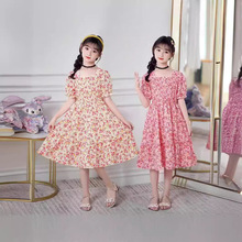 儿童连衣裙夏季薄款洋气童装2024新款甜美女大童公主裙女孩碎花裙
