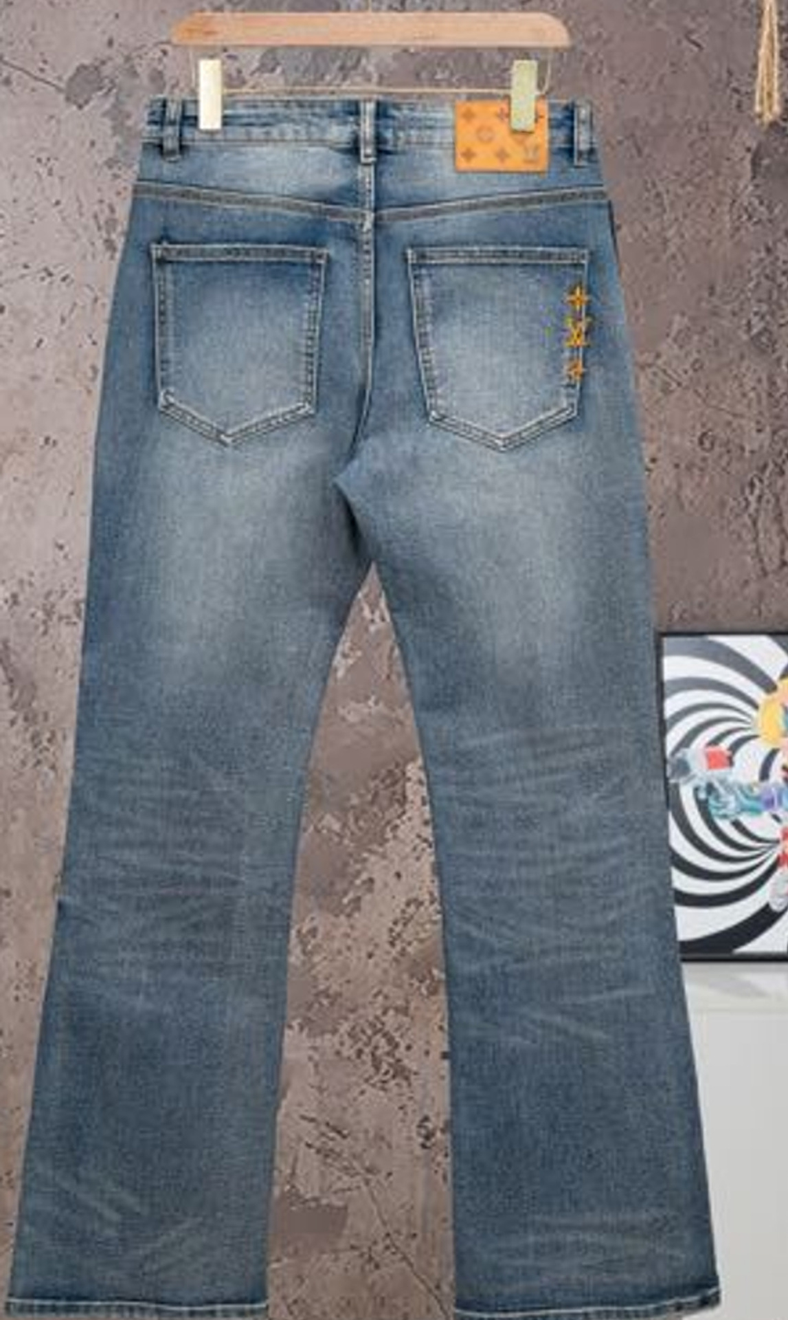 Other Star Embroidered Jeans Distressed Blue