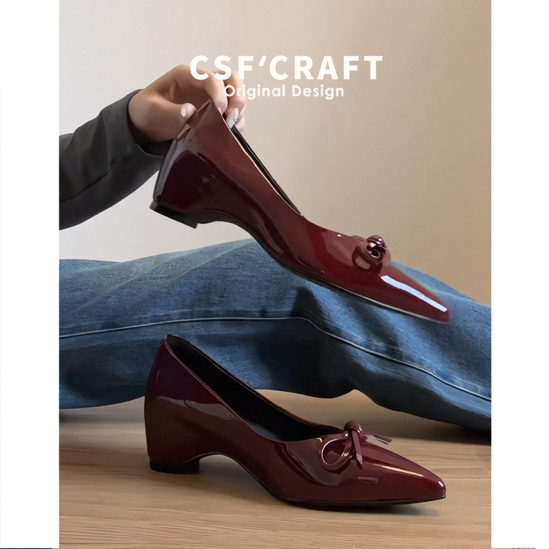 Sheepskin Version~Elegant Bow-Knot Pointed-Toe Shoes for Women, Height-Increasing, Slimming, Versatile Mary Jane Shoes, Commuter Women's Shoes Sheepskin Version~Elegant Bow-Knot Pointed-Toe Shoes for Women, Height-Increasing, Slimming, Versatile Mary Jane Shoes, Commuter Women's Shoes