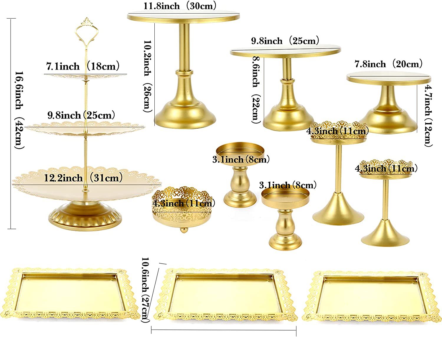 Estante de pastel europeo de hierro forjado conjunto de decoración de boda postres tienda de bocadillos estante de baile prop bandeja de pastel
