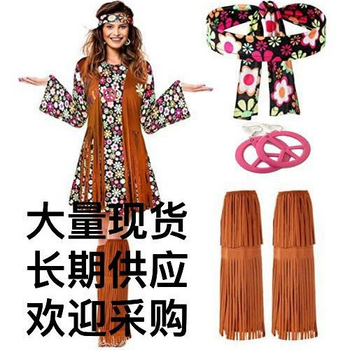 Хиппи 2023 Трансграничные Amazon Хиппи Стиль Платье 70-х