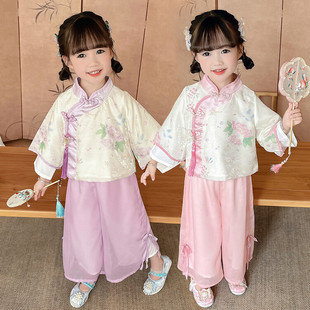 Hanfu Girl's Autumn Style Girl's Antique Hanfu Dress Republic of China Style Clothing Spring and Autumn Style Thin Children's National Day Performance Costume
