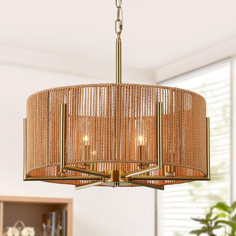 Cross-Border Supply of Hand-Woven Rattan Pendant Lights, Bohemian Pendant Lights, Country-Style Wicker Ceiling Lights Suitable for Restaurants