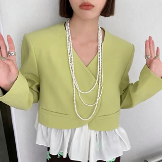 韩国新款复古多层不规则玻璃珍珠串珠项链复古优雅法式晚礼服配饰
