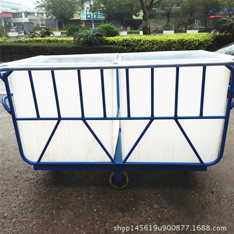 全新方形染整机械厂用四轮推布车/聚乙烯加厚方形塑料桶落布车