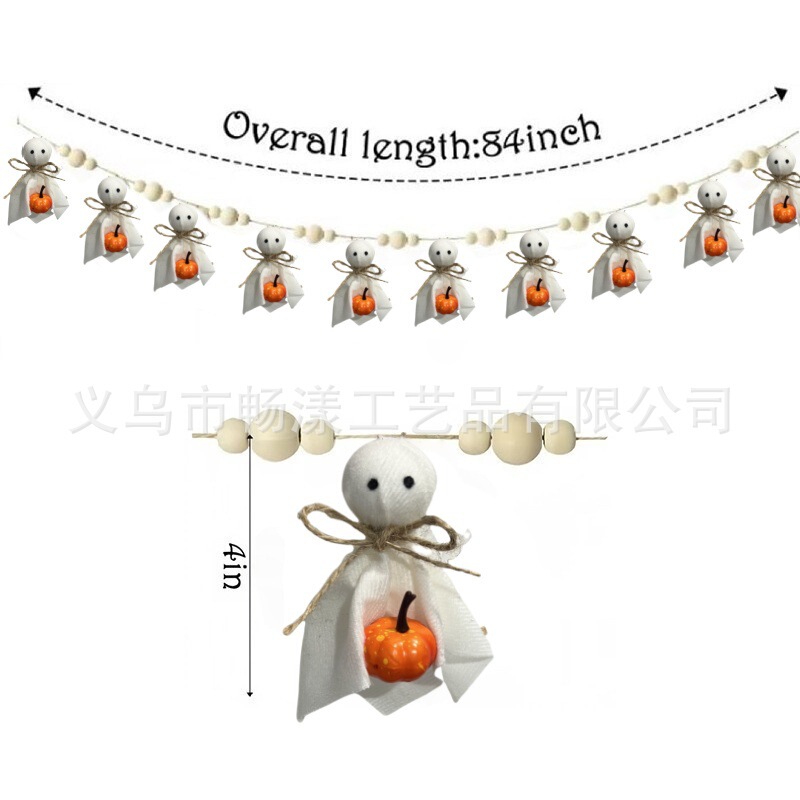 新しいハロウィンコウモリタグクリエイティブウッドビーズ麻ロープビーズ DIY ホーム壁掛け人形ペンダント|undefined