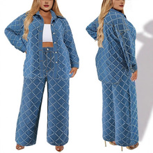 欧美亚马逊跨境大码新款复古时尚美式女装开衫流苏长袖长款套装