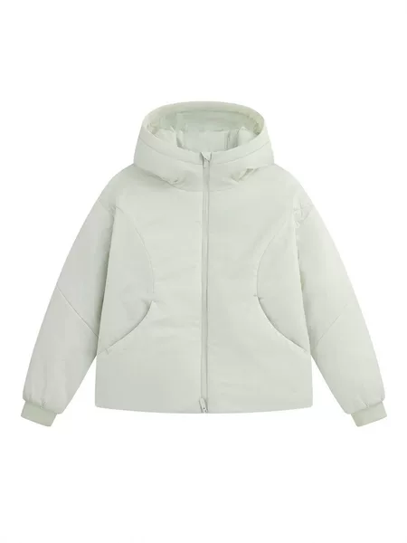 Hooded short warm cotton jacket for women, new winter style, loose-fitting puffer coat, solid color sports cotton coat