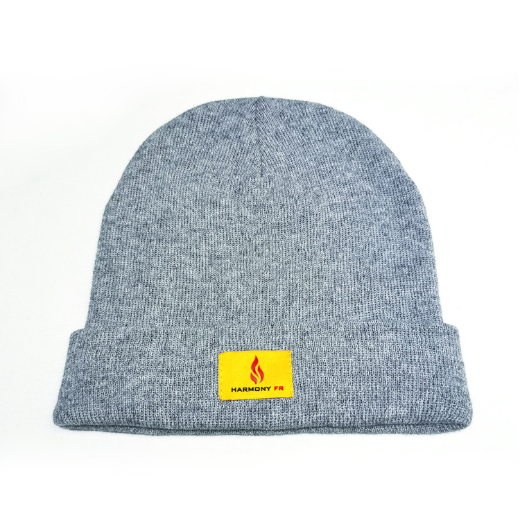 40年工厂直供出口透气变性腈纶羊毛混纺耐高温阻燃防火针织帽子