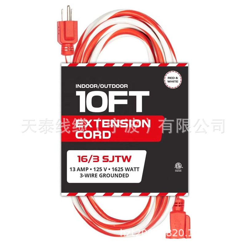 Cable de extensión de barra de caramelo, cable de extensión al aire libre, con enchufe de toma múltiple, cable de alimentación 16 / 3 SJTW