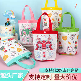 开学季手提卡通帆布袋定制生日礼物袋宝宝满月周岁回礼伴手礼品袋