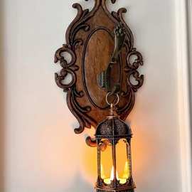 复古感欧式墙饰工艺品装饰墙面木饰挂画圆形法式花木雕墙挂件