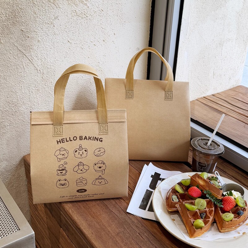 Disposable portable aluminum foil insulation bag takeaway special baking cartoon bread food packaging bag can be printed LOGO Disposable portable aluminum foil insulation bag takeaway special baking cartoon bread food packaging bag can be printed LOGO