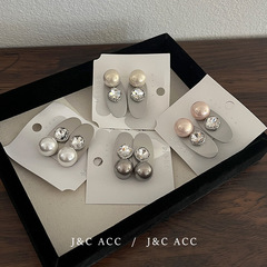 French elliptical water drill pearl duckbill clips, elegant and exquisite, suitable for young girls, versatile side clips for hair accessories