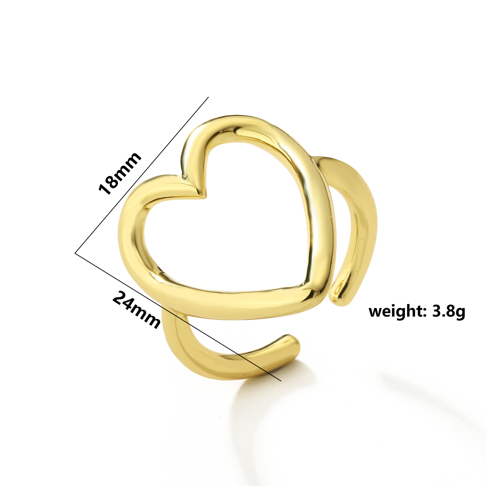 Star, Leaves, Heart Shape Pattern Simple Style Star Leaves Heart Shape Copper Inlay Zircon Open Ring