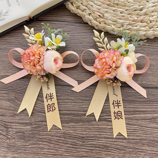 Wedding Corsage Bride and Groom Wedding Full Stretch Best Man Bride Bridesmaid Corsage Pin Hand Flower