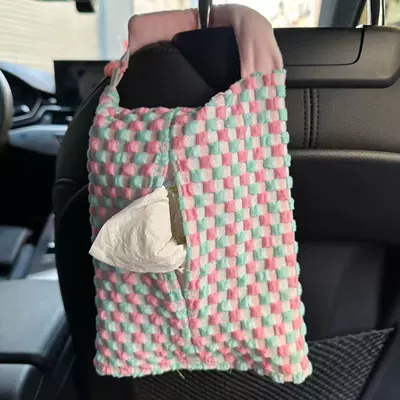 Car tissue box/set Pouch Cute Doodle Hanging Pouch - pink-blue-car-tissue-bag-basic-model