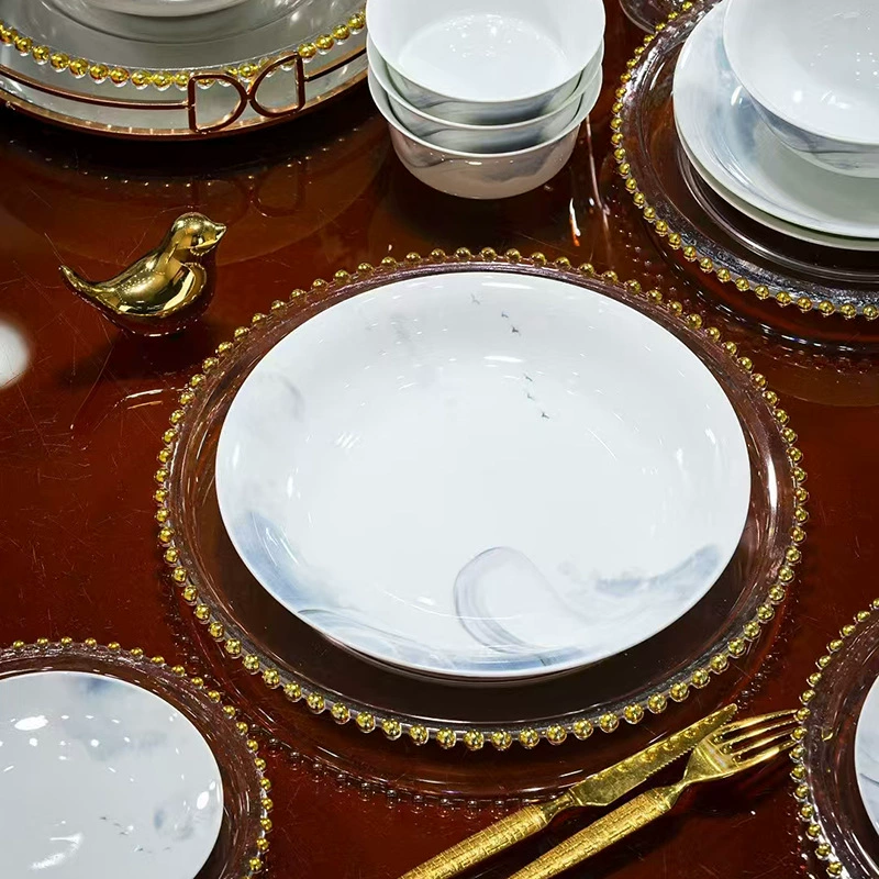 Посуда с цветной глазурью при высокой температуре керамика Jingdezhen белая фарфоровая посуда полезная чаша тарелка набор ложек 68 голов ландшафт зависимая посуда