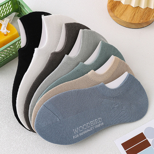 Mesh Invisible Socks Men's Summer New Thin Cotton Socks Men's Socks Low Cut Shallow Mouth Solid Color Breathable Boat Socks Wholesale