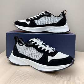 欧洲站春秋潮流款字母家低帮休闲男鞋老花刺绣厚底系带时尚运动鞋