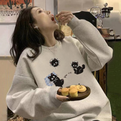 孕妇卫衣秋冬新款外穿2025圆领卫衣中长款宽松慵懒印花原宿风气质