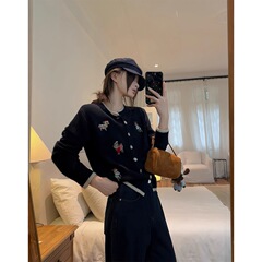 2025春秋新款棉羊绒毛衣外套女开衫薄款宽松圆领毛衫短款针织外搭