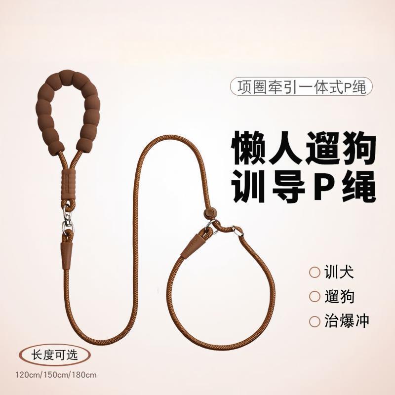 P rope P chain dog leash, dog walking rope, chain for large, medium, and small-sized dogs, anti-burst training leash, knotted for Teddy and Golden Retriever P rope P chain dog leash, dog walking rope, chain for large, medium, and small-sized dogs, anti-burst training leash, knotted for Teddy and Golden Retriever