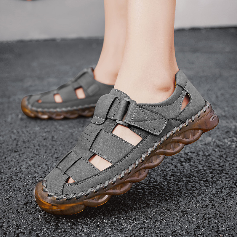 Sandali popolari di grandi dimensioni Commercio estero, Nuove scarpe da spiaggia da uomo estive casual in vera pelle, disponibili per_voghion.com