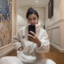 特厚情侣套装加绒加厚睡衣保暖立领拉链家居服套装珊瑚绒舒适柔软
