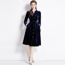 金丝绒连衣裙女秋冬季2023新款妈妈气质高级感打底裙子内搭配大衣