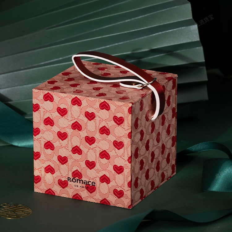 法式喜糖伴手礼盒经典爱心抽拉手提盒婚礼伴娘礼品盒喜糖果盒