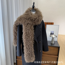 仿滩羊毛长款围巾女秋冬厚款保暖围脖纯色毛绒护颈围巾厂家现货
