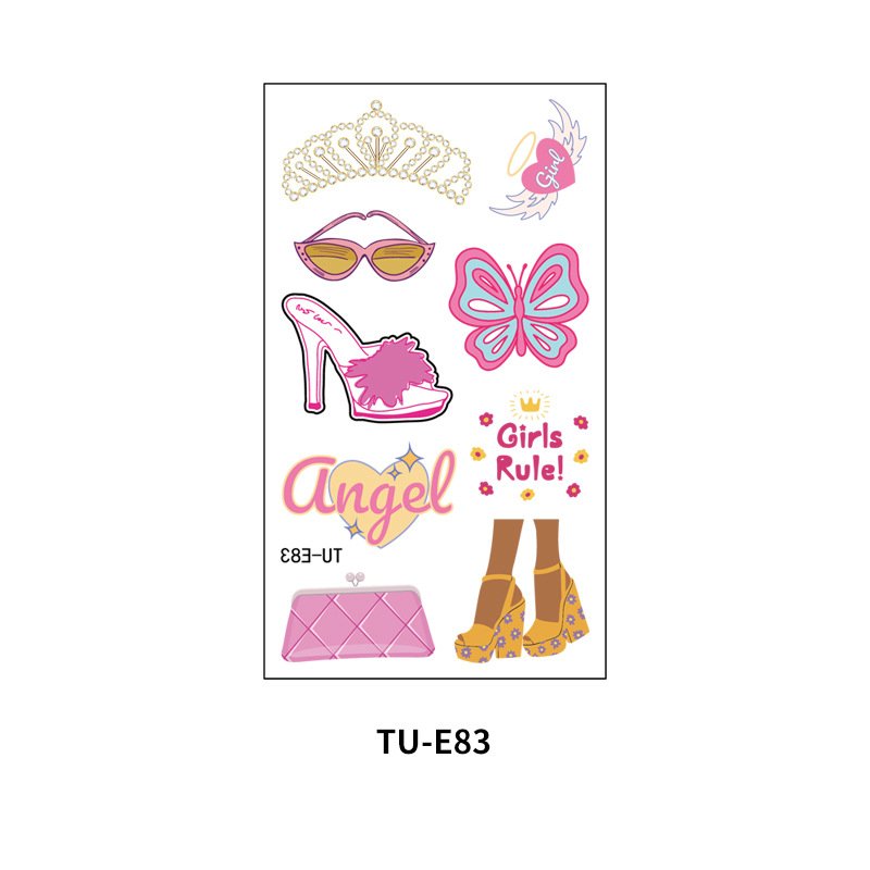 Suministro transfronterizo nueva chica retro tatuaje fiesta de cumpleaños tatuaje pegatinas niños Rosa lindo cara pegatinas temporal