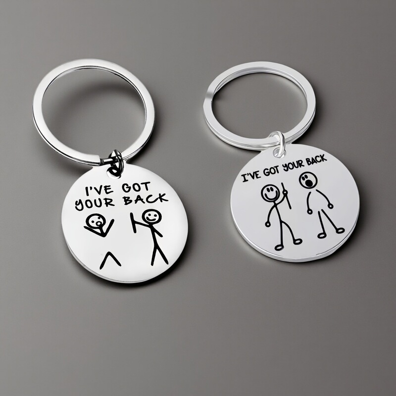 Cross-Border Hot-Selling Stainless Steel Keychain, Fun Friendship Creative Cute Stickman Keychain Bag Pendant