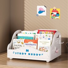 新款卡哇伊书桌纳盒桌面书盒书房多层分格置物收纳架办公室文件筐