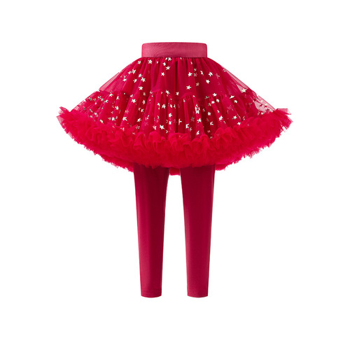 Girls leggings, culottes, autumn and winter holiday two-piece children's pants, girls tutu skirt, mesh star tutu skirt trousers