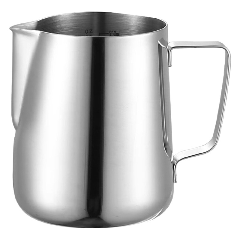 Cross-Border 304 Stainless Steel Coffee Latte Art Cup with Pointed Spout, Latte Art Pitcher, Fancy Coffee Utensils, Milk Frothing Cup, Graduated Milk Cup