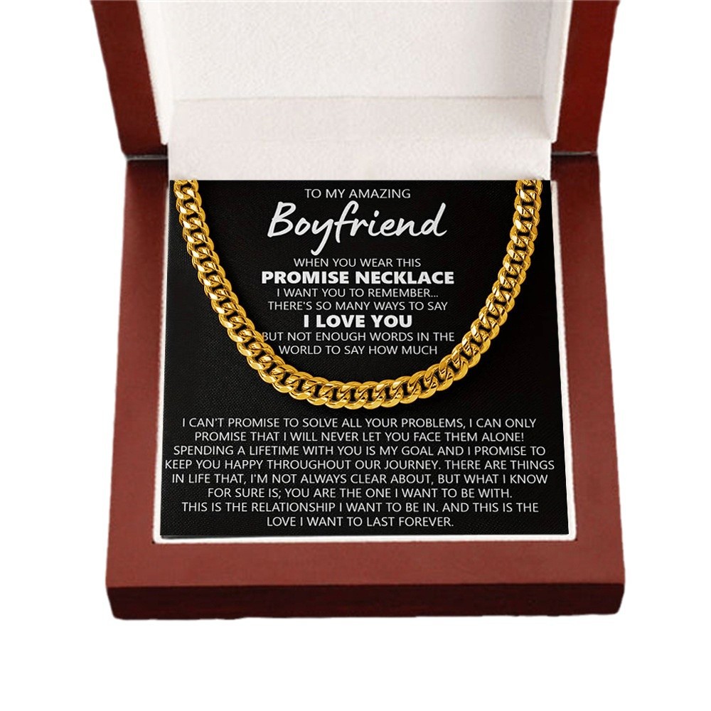 Men's Cuban Link Chain Necklace In Polished Titanium Steel_voghion.com