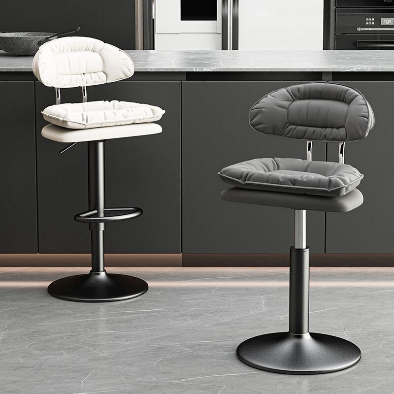 Cloud Soft-Cover Bar Stool, Light Luxury High Stool, Cream-Style Soft-Cover Backrest Island Chair, Front Desk Cashier Bar Chair
