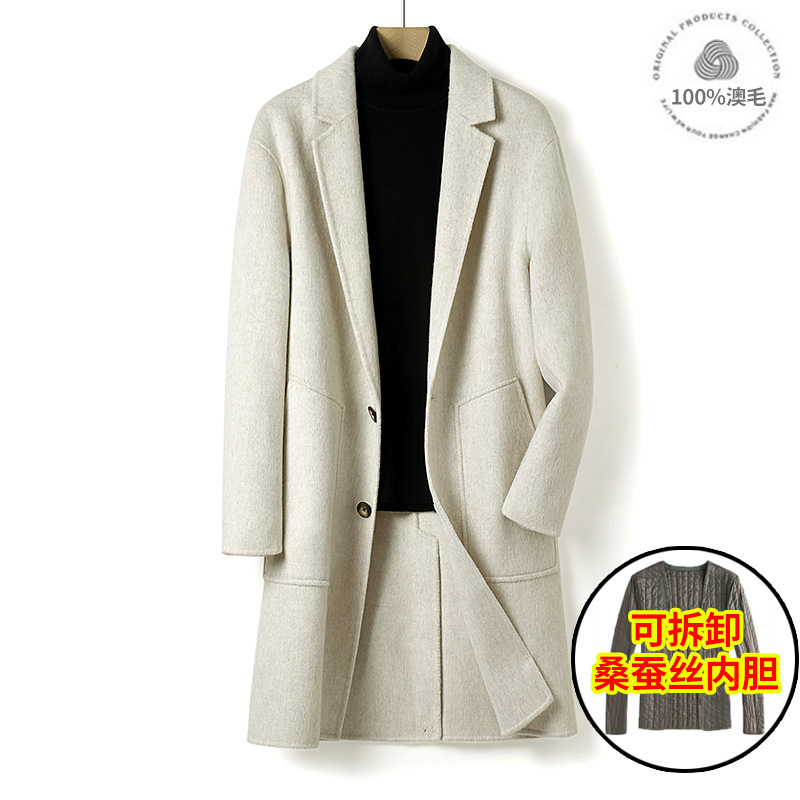轻奢高端羊绒大衣中长款双面呢加厚冬季毛呢男士外套青年羊毛风衣|ru